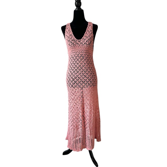Pink Crochet Maxi Dress size M - Picture 9 of 9